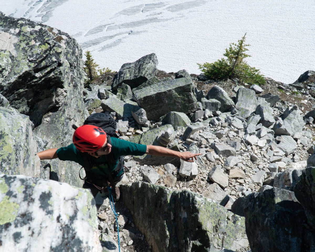 man rock climbing the bebie scramble