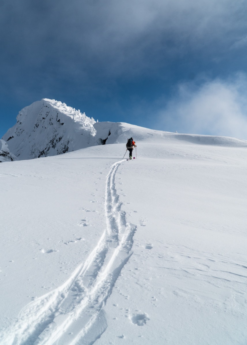 skier heading out towards goat peak