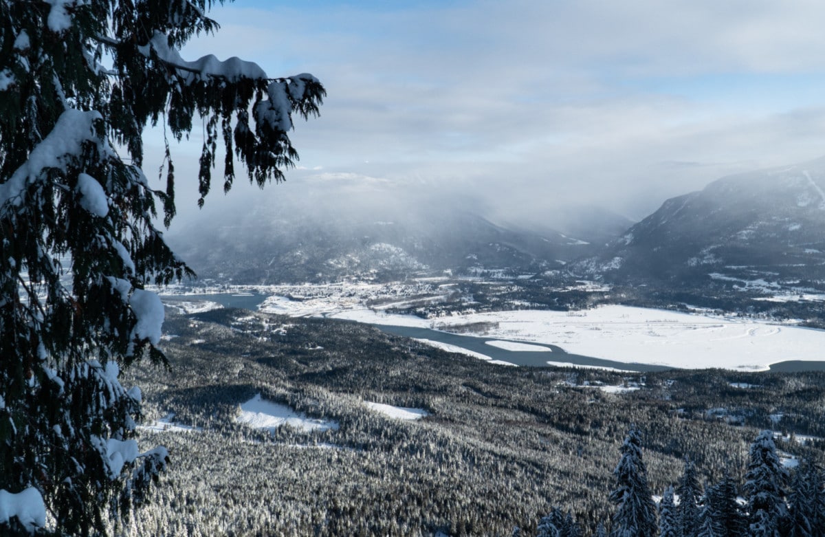 view of revelstoke from the flanks of mt macpherson a popular ski touring area
