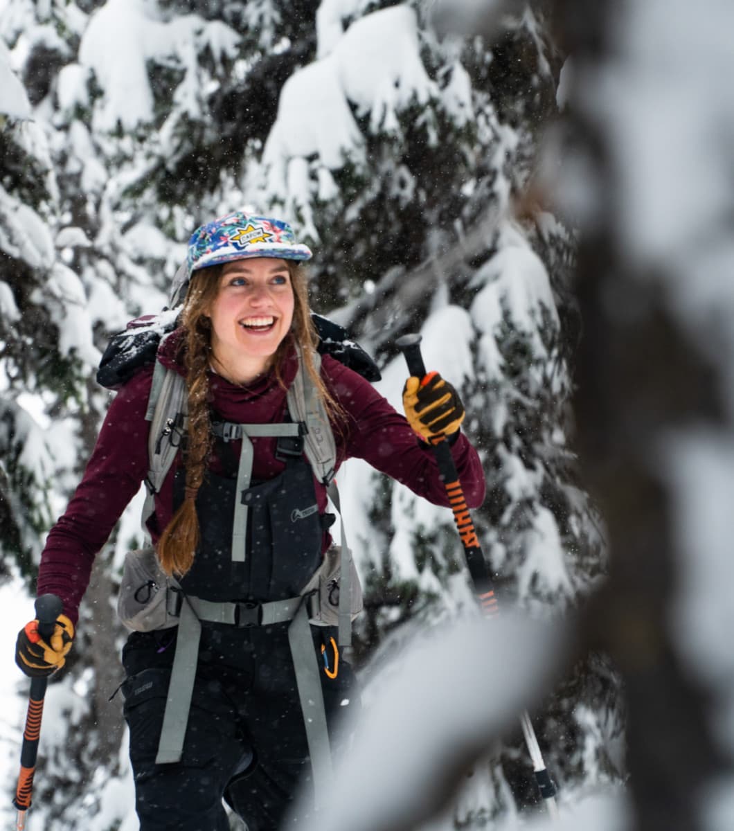 skier touring up the grizzly shoulder