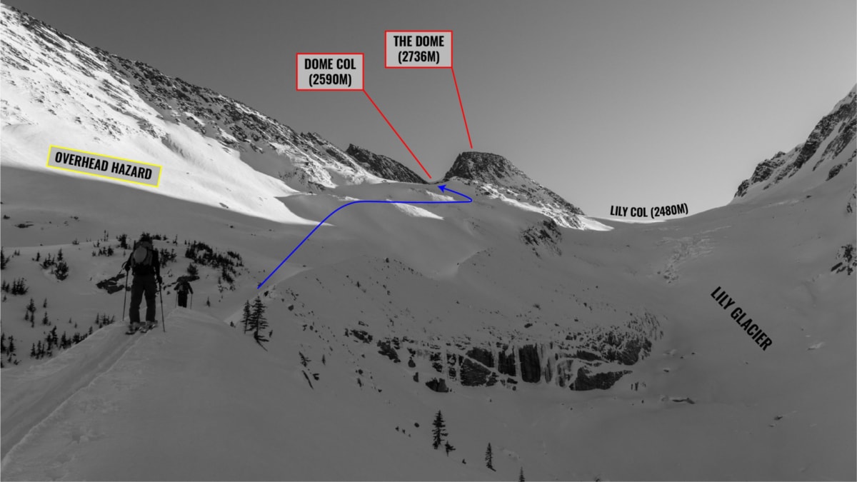 ascent to the dome col through the lily glacier upper section