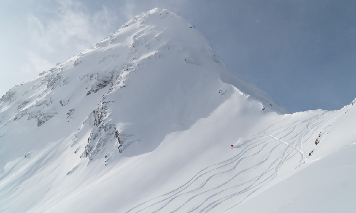 skier going down fast 8812 bowl