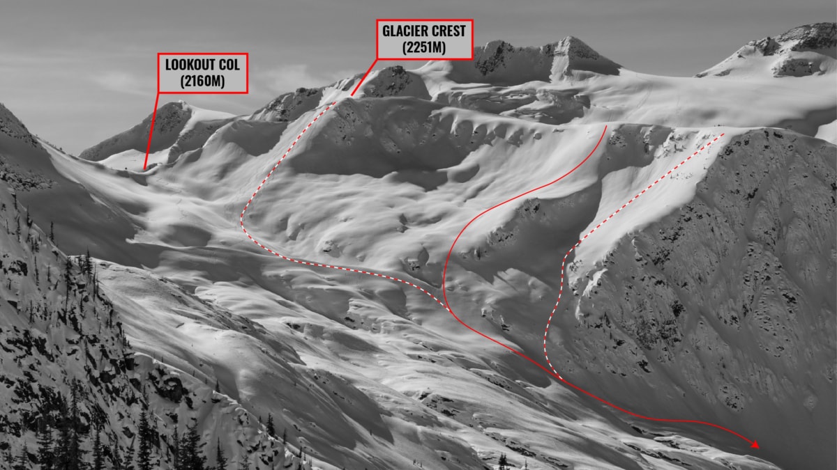 view of glacier crest east bowl in early spring