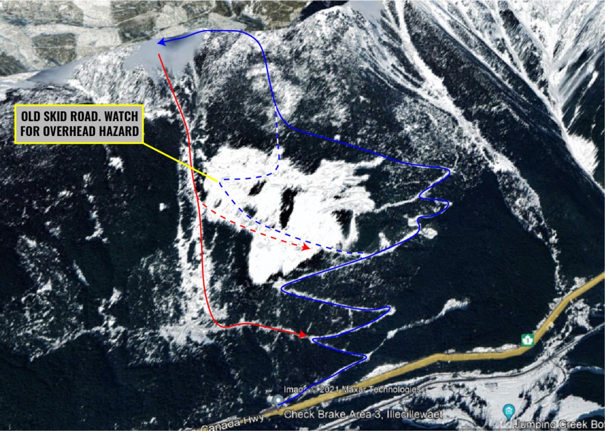 overview of corbin pass with route overlay