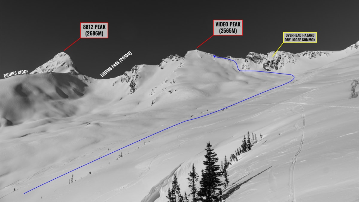 video peak ascent route with overlay