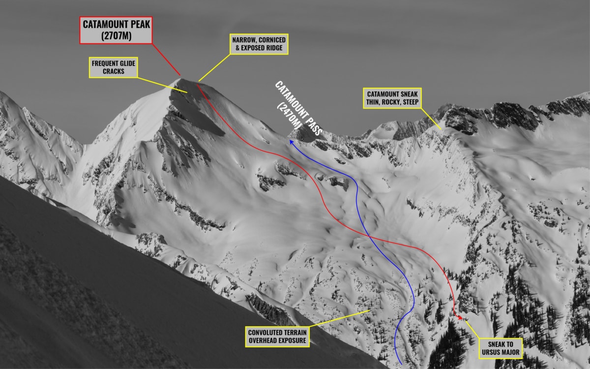 close up of catamount east face