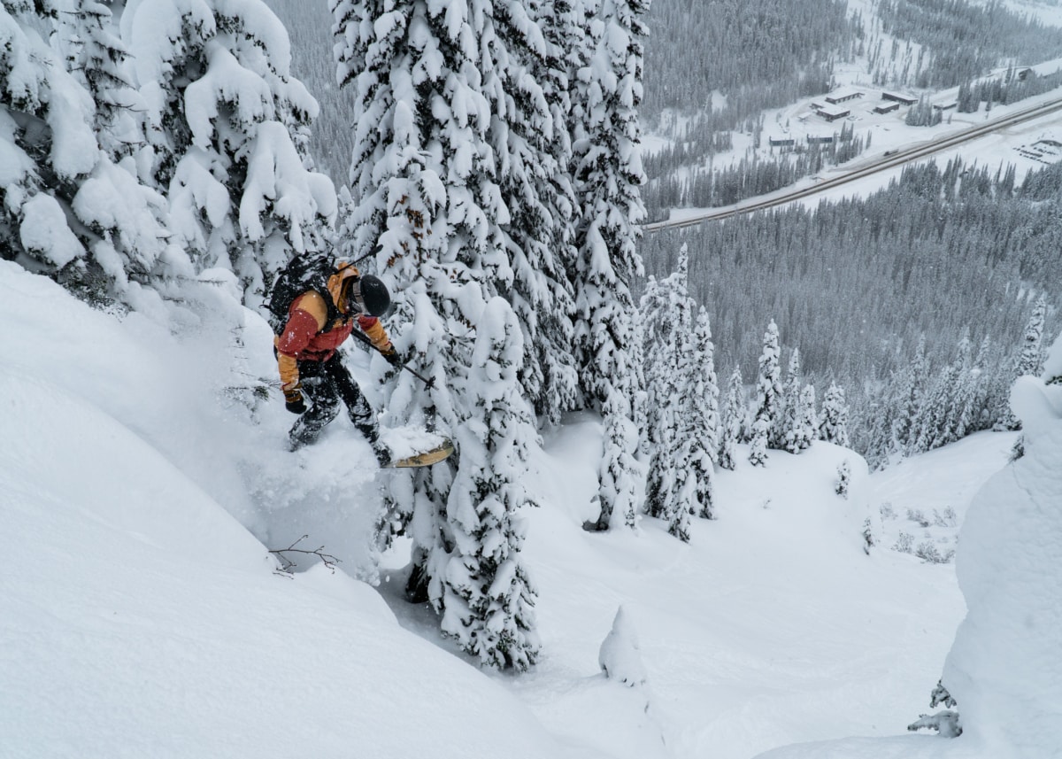 snowboarder launching a pillow in the puff daddy run