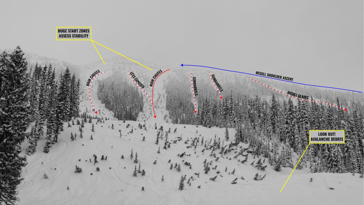 overview of mcgill main chutes and gunbarrels with overlay