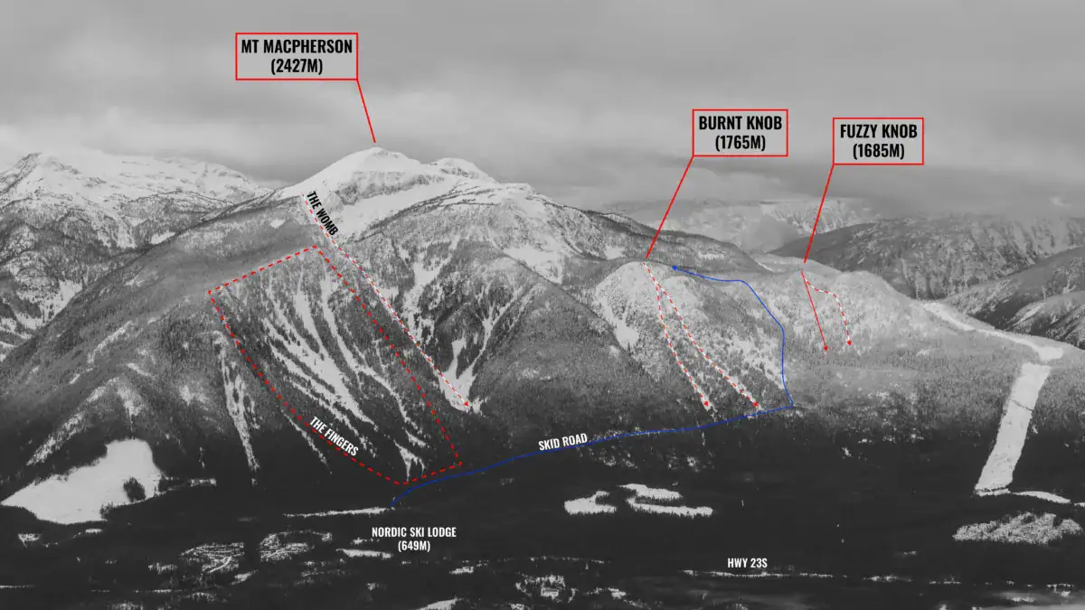 mt macpherson from across the valley, including burnt knob and the womb